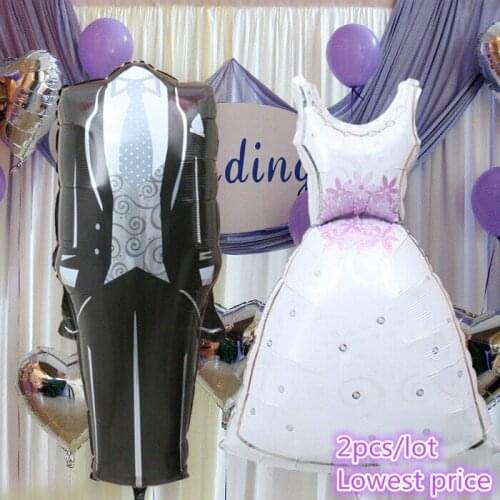 2pcs/lot Large Size Birde and Groom Helium Foil Balloons Wedding Party Decoration Air Balls Anniversary Party Suppliers