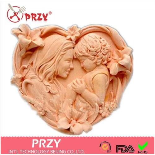 3D Silicone handmade Soap/Candle cake decoration Mold baby with mother