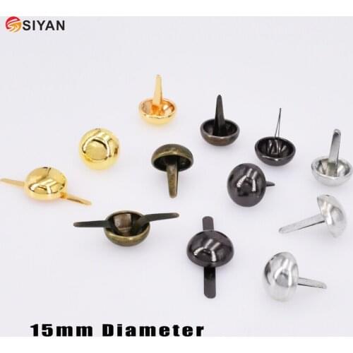 50Pcs 15mm Matal Black Metal Crafts Purse Feet Rivets Studs Pierced for Purse Handbag Punk Rock Rivets Bag Leather DIY Crafts