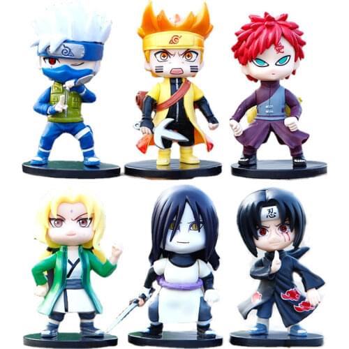 8-10cm Naruto Anime Figures Model Q Version Naruto Sasuke Kakashi Igaara Itachi Sakura Figurine Gift Box Toys For Children