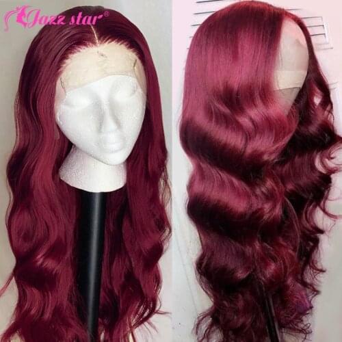 13x4 Burgundy Body Wave Lace Front Wig 99J Lace Frontal Wigs For Women Human Hair Pre Plucked Brazilian Non-Remy Jazz Star