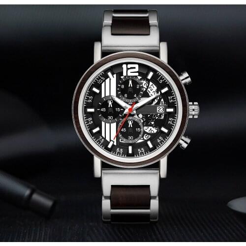 Creative Steel Wooden Watches Men Luminous Quartz Chronograph Rotation Calendar Wristwatch Fashion Male Bracelet reloj de madera