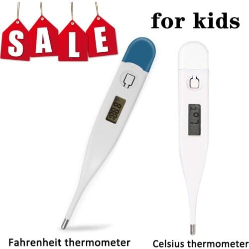 Digital Electronic Thermometer With Clear LED Digital LCD Display Waterproof Need LR41 Button Battery Home Children Thermometers