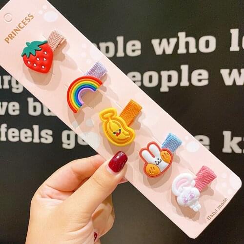 5Pcs/Set Kids Girl Hair Clips Cute Cartoon Baby Girl Hair Wear Korean Fashion Princess Girl Diy Headwear Hair Band Accessories