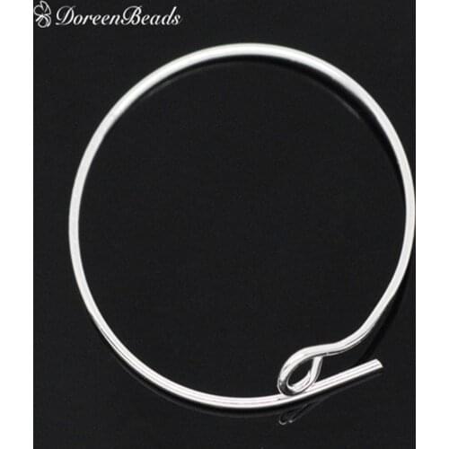 DoreenBeads Silver Plated Iron Based Alloy Wine Glass Charms Circle Ring Party Decoration 25mm(1") Dia, 200 PCs (B14658)