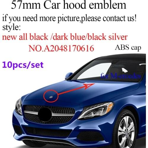 10pcs/lot Dark Blue black Hood Emblem Badge For w212 w124 w140 w163 w202 w203 w204 w210 w211 57mm A2048170616 hight quality