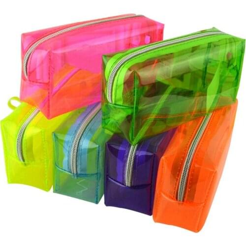 Innovative Large-capacity Candy Color Transparent Pencil Case For Men And Women Student Stationery Box Stationery Storage Bag