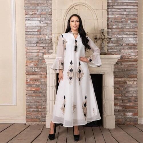 Kaftan White Abaya Dubai Turkey Islam Muslim Hijab Long Dress Caftan Marocain African Dresses For Women Vestidos Robe Musulman