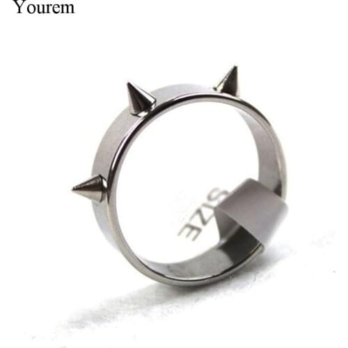 Stainless steel rock punk rivet rings for women jewelry party fashion cool self defense ring jewelry accessories ring men wj196