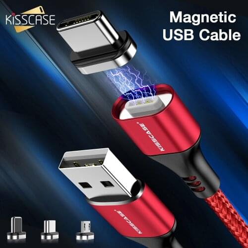 KISSCASE Magnetic Cable Fast Charging Magnet Charger Micro USB Type C Cable Mobile Phone Wire Cord For iPhone Xiaomi Huawei