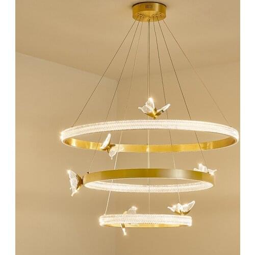 Postmodern Copper LED Pendant Lamp Living Dining Room Bedroom Lighting Pendant Lights Indoor Hanging Light Decoration Luminaire