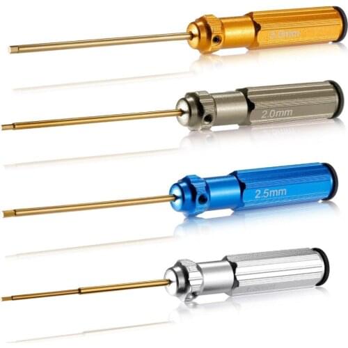 Julydream 4PC Precision Srewdriver Set Titanium Nitride TiNi Hex Driver Wrench for RC Helicopter 1.5mm/2mm/2.5mm/3.0mm Colourful