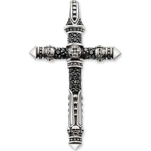 High Quality Skulls Cross Pendants Fit Necklaces Chains, Silver Black Zirconia Most Fashion Cross Pendant Jewelry for Women Men