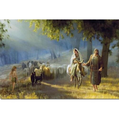 Wall art for living room Landscape oil painting Journey to Bethlehem By Joseph Brickey High quality handmade canvas Free ship