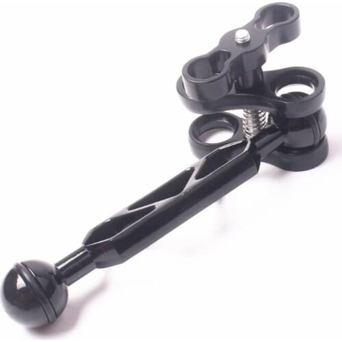53CC Aluminum Alloy Scuba Diving Lights Torch Clamp Dual Ball Joint Arm with Butterfly Clip Mount for Underwater Photography