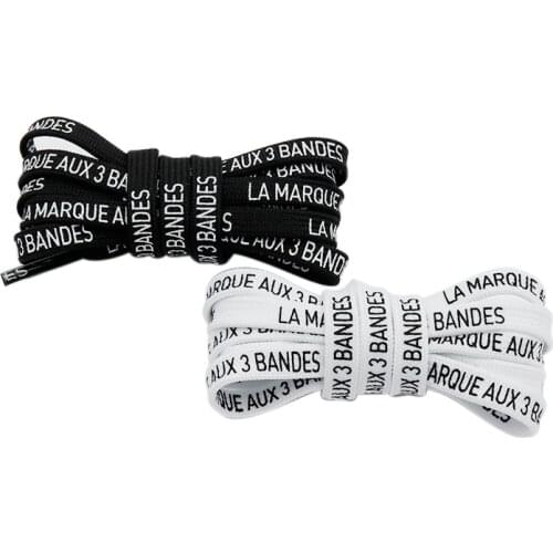 Coolstring 7MM Fashion Frontier Text Printed Lace Simplicity Letter Silk Screen Printing Flat Shoelace Double Polyester Cordones