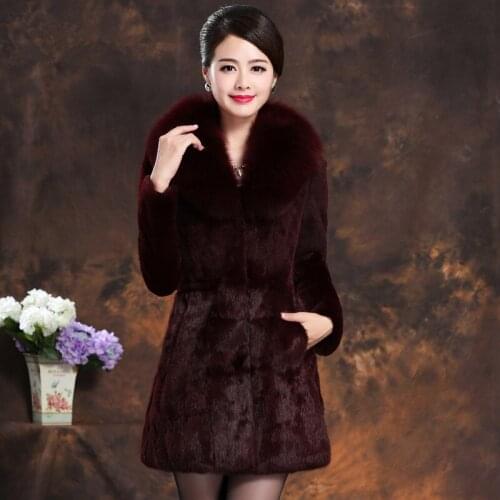 2020 Plus Size Womans Faux Fur Coat Patchwork High Imitation Mink And Rex Rabbit Fur Coats Womens Winter Jackets WXF194