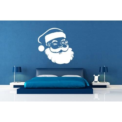 Cute Santa Claus Head Wall Mural Merry Christmas Holiday Special Wall Sticker Home Nursery Room Decor YOYOYU Mural Q-10