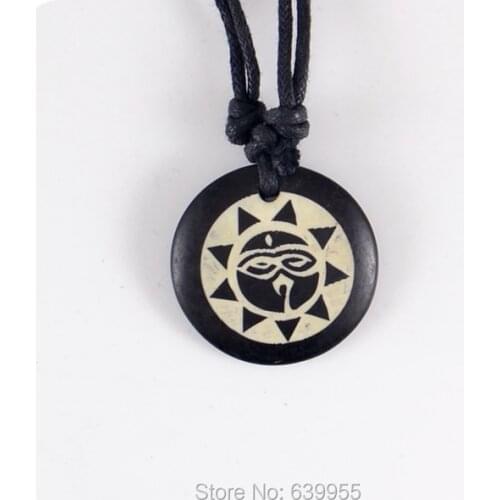 Sun Style GOD eyes Sky eyes yak bone Carving Pendant Necklace Amulet Lucky Gift Tribal Totem Fashion Jewelry