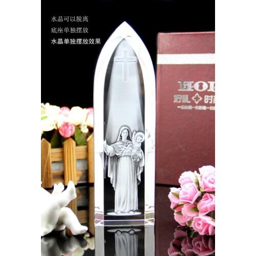 Special offer --TOP Art Collectible collection Home Decor Decoration Religious 3D blessing the Madonna Virgin Mary Crystal Image
