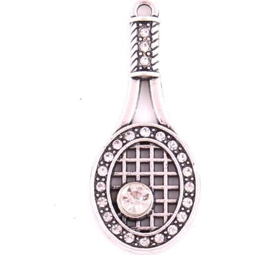 Sporty Style Unisex Necklace Pendant Tennis Racket With Beautiful Crystals Special Design Personality Zinc Alloy Dropshipping