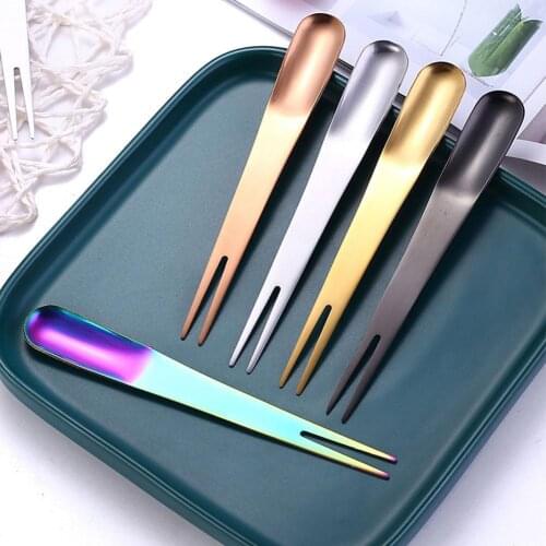 Steel Fruit Fork Quality Two-tooth Salad Fork Gold-plated Cake Fork Bento Box Accessories Kitchen Accessories Gadget
