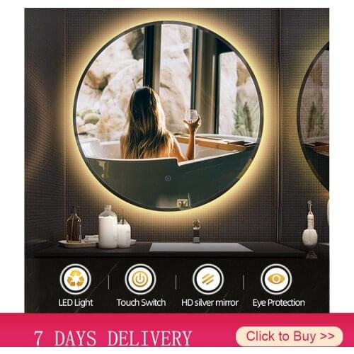 Beauty Makeup LED Mirror Round Anti Fog Mirror Bathroom Cool White LED Light Wall Mounted Hanging Vanity Bath Smart Mirror HWC