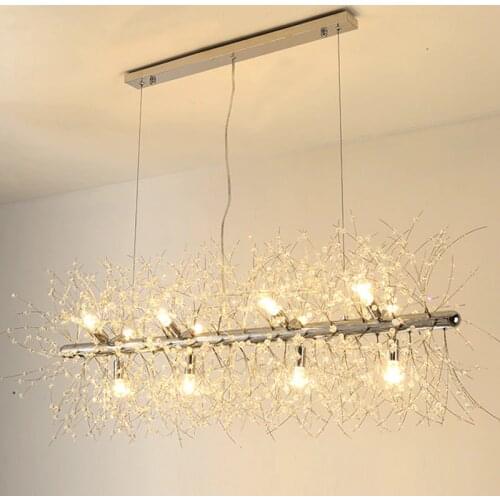 LED Clear Crystal Starburst Ceiling Chandelier Pendant Hanging Lamp Bedroom Living Room Nordic Art Deco Light Foyer For Home