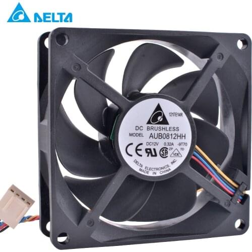 AUB0812HH 8cm 80mm fan 8025 80x80x25mm 12V 0.32A 4pin PWM computer CPU temperature control mute cooling fan