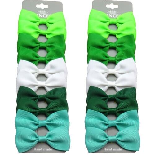 20PCS/Lot Lovely Green MIX Color Hairpins Grosgrain Ribbon Bows Clips 2020 Korean Creativity Hair Accessories For Baby Girls NEW