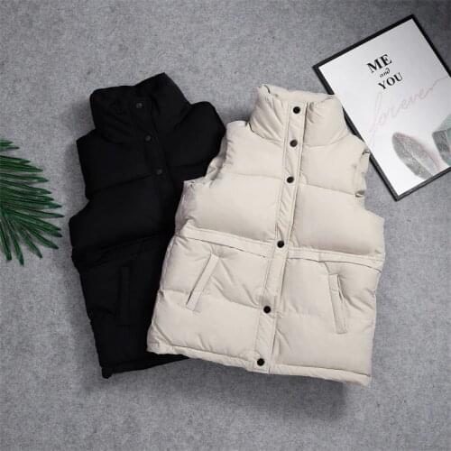 Waistcoat Women Vest Jacket Solid Color Cotton Sleeveless Jacket Winter Vests for Women Black Casual Bodywarmer Chaleco Mujer