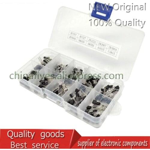 10value 200PCS BC337 BC327 2N2222 2N2907 2N3904 2N3906 S8050 S8550 A1015 C1815 Transistor Assortment Kit Transistors Box Pack