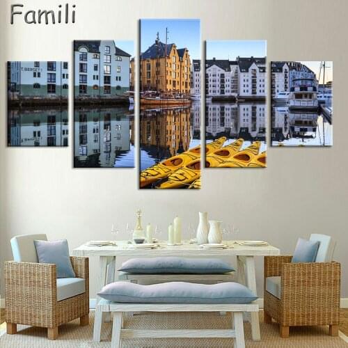 5pieces of modular landscape canvas art Norway Lofoten Coast Winter HD print on the canvas for living room modern home painting