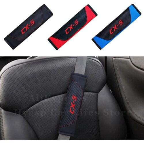Car Safety Belt Covers for Mazda Cx5 Cx-5 Car Seat Belt Carbon Fiber Leather Case Shoulder Pad Car Accessories