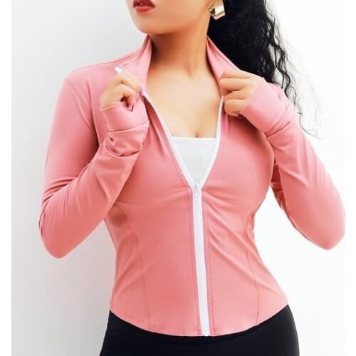 Gym Quick-drying Sports Jacket Womens Shirt Long Sleeve Zipper Yoga Clothes Tight Running Training Fitness Clothes Was Thin