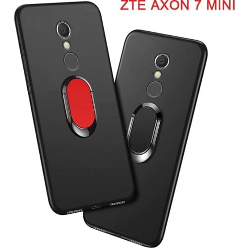 Cover for ZTE Axon 7 mini Case luxury 5.2 inch Soft Black Silicone Magnetic Car Holder Ring Coque for ZTE AXON 7 MINI Cases