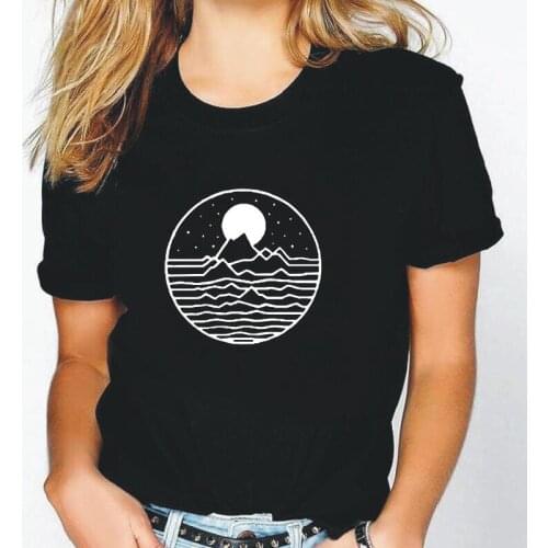 Women T Shirt Funny Mountains Printed Tee Shirt Femme Casual Summer Short Sleeve Harajuku T Shirt Women Tops Camiseta Mujer