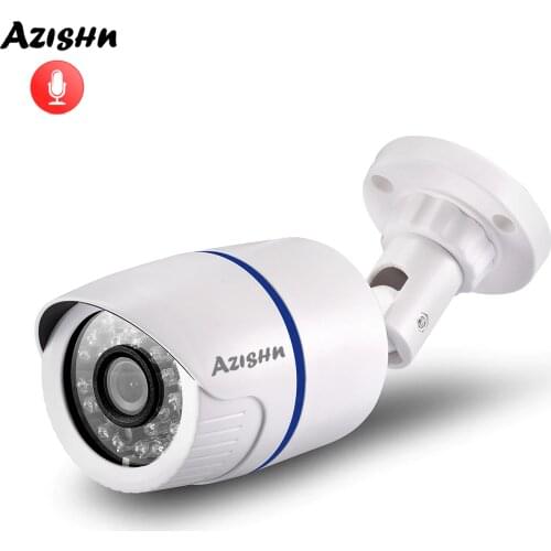 AZISHN Audio H.265 2MP 25fps HD 1080P IP Camera Bullet Outdoor AI Smart Home Security Camera Motion Detect RTSP P2P ONVIF XMEye