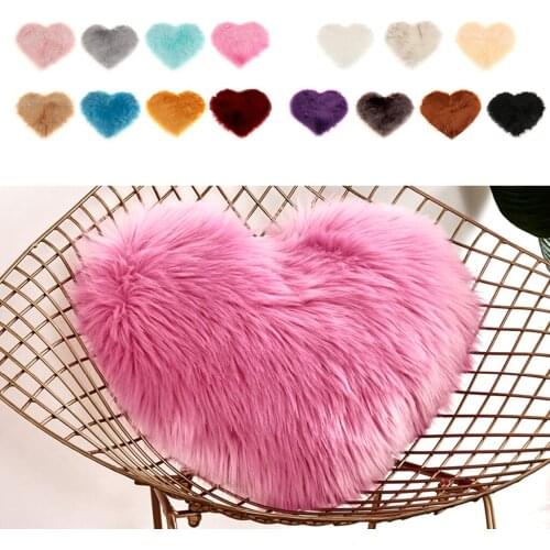 Heart Shape Artificial Wool Plush Throw Pillow Case Cushion Cover,Perfect for Sofa, Living Room Home decorative