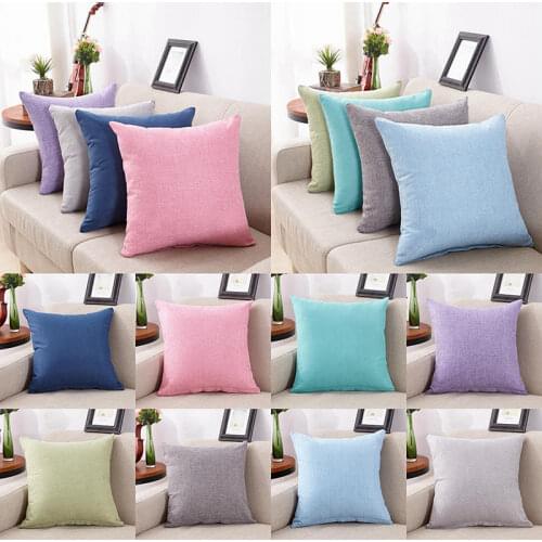 Cotton Linen Solid Cushion Cover Simple Candy Color Throw Pillow Case For Sofa Solid Home Decorative Pillowcase Cushion Cover