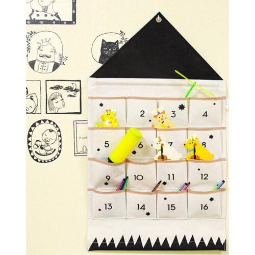 Cute Wall Door Hanging Storage Bags Pouch with 16/24 Pockets for Home Office School Xmas Decoration Countdown Calendar Organizer