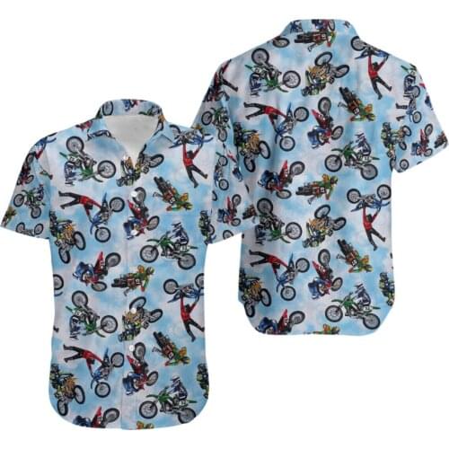 Fashion summer mens casual Hawaiian shirt off-road motorcycle racer 3D full print unisex Harajuku street casual style shirt