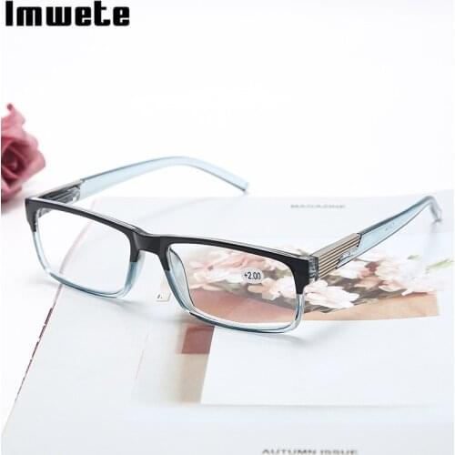 Imwete Fashion Women Men Reading Glasses Square Frame Hyperopia Eyeglasses HD Anti Radiation Eyewear+100 +150 +200 +250 +300 350