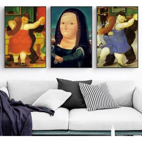 Funny Mona Lisa By Fernando Botero Famous Wall Art Canvas Posters And Prints Wall Art Paintings for Modern Home Cuadros Pictures