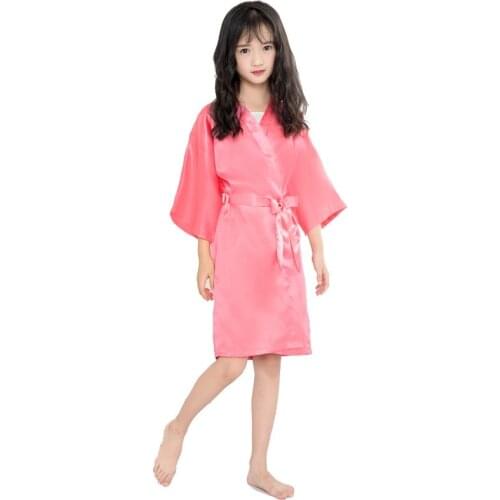 New Kid Rayon Flower Kimono Wedding Bridesmaid Flower Girl Robe Gown Children Summer Thin Bathrobe Sleepwear Baby Nightwear
