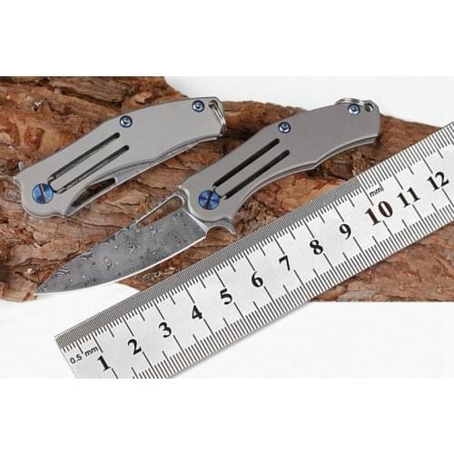 Practical Mini Knife Keychain EDC VG10 Damascus Steel Titanium Handle Folding Knife Bushcraft Survival Outdoor Portable Tool
