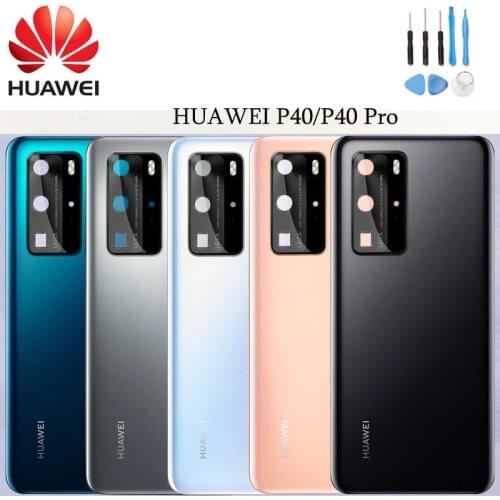 Original Huawei P40/P40 Pro Back Battery Glass Back Cover + Camera Lens Frame Rear Door Housing Case Replacement Part Free Tools