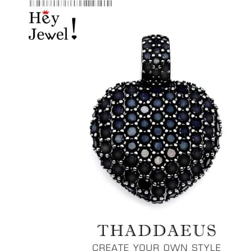 Pendant Black Heart Pave ,2019 Winter Trendy Brand New Fashion Glam 925 Sterling Silver Jewelry Europe Bijoux Gift For Woman