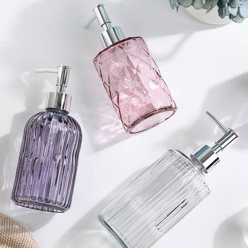 Simple Glass Soap Dispenser Bathroom Liquid Storage Bottle for Shampoo Shower Gel Hair Conditioner Hand Washing