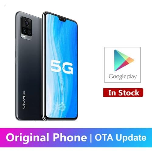 Unlocked Vivo S7 5G Cell Phone Snapdragon 765G Screen Fingerprint 6.44" AMOLED 64.0MP+44.0MP Face ID 30W Charger 4000mAh OTA